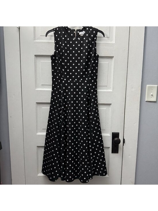 Calvin Klein Dresses & Skirts - Calvin Klein Black White Polka Dot Fit & Flare Midi Dress Size 4
